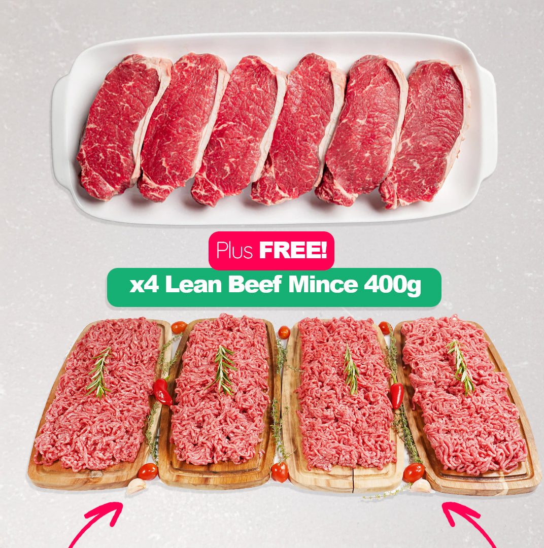 Buy 6 x 8oz Sirloin Steaks & Get 1.6kg Lean Steak Mince FREE